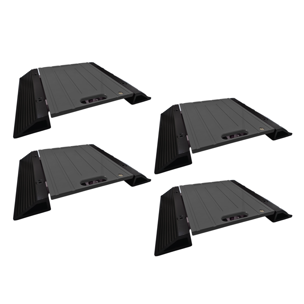 Four black SW-LARGE weigh pads for wide tyres