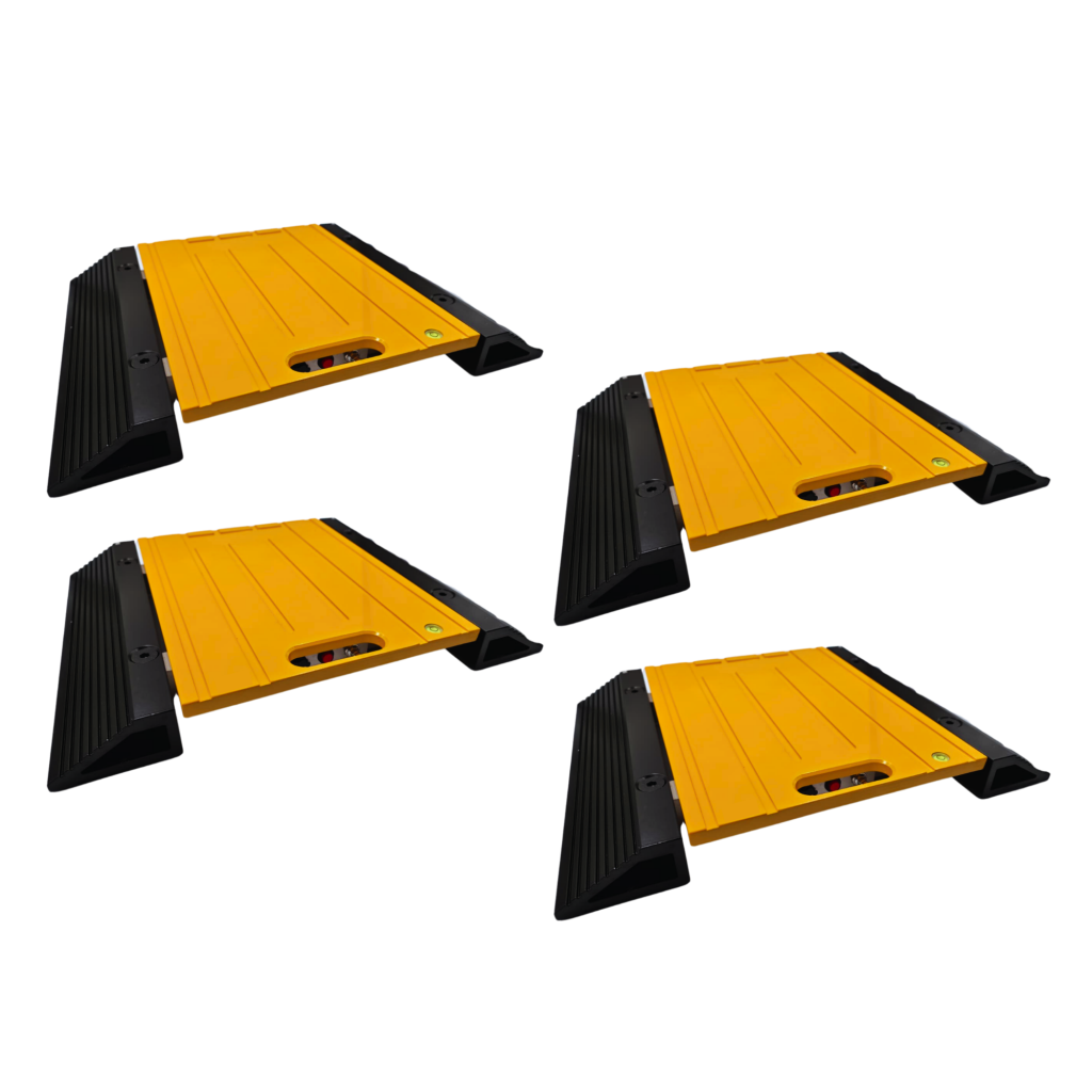 Four yellow weigh pads