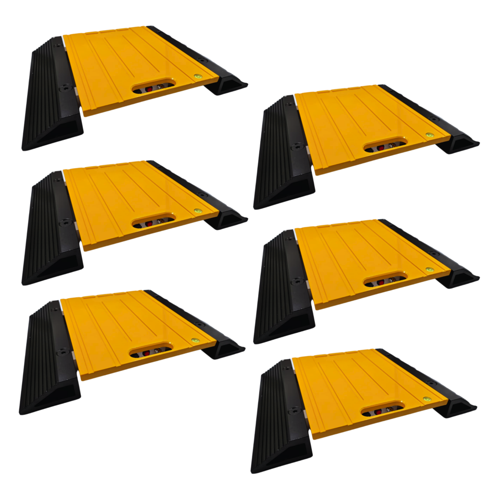 Six yellow SW-STANDARD weigh pads